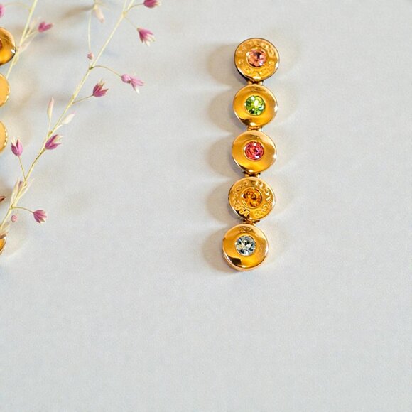 Coach Open Circle Linear Earrings in Gold/ Multi NWT - Picture 4 of 10